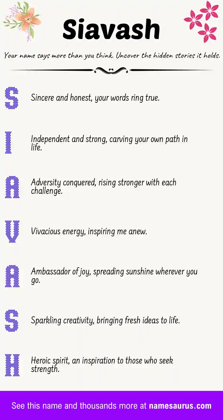 Acrostic poem about Siavash.