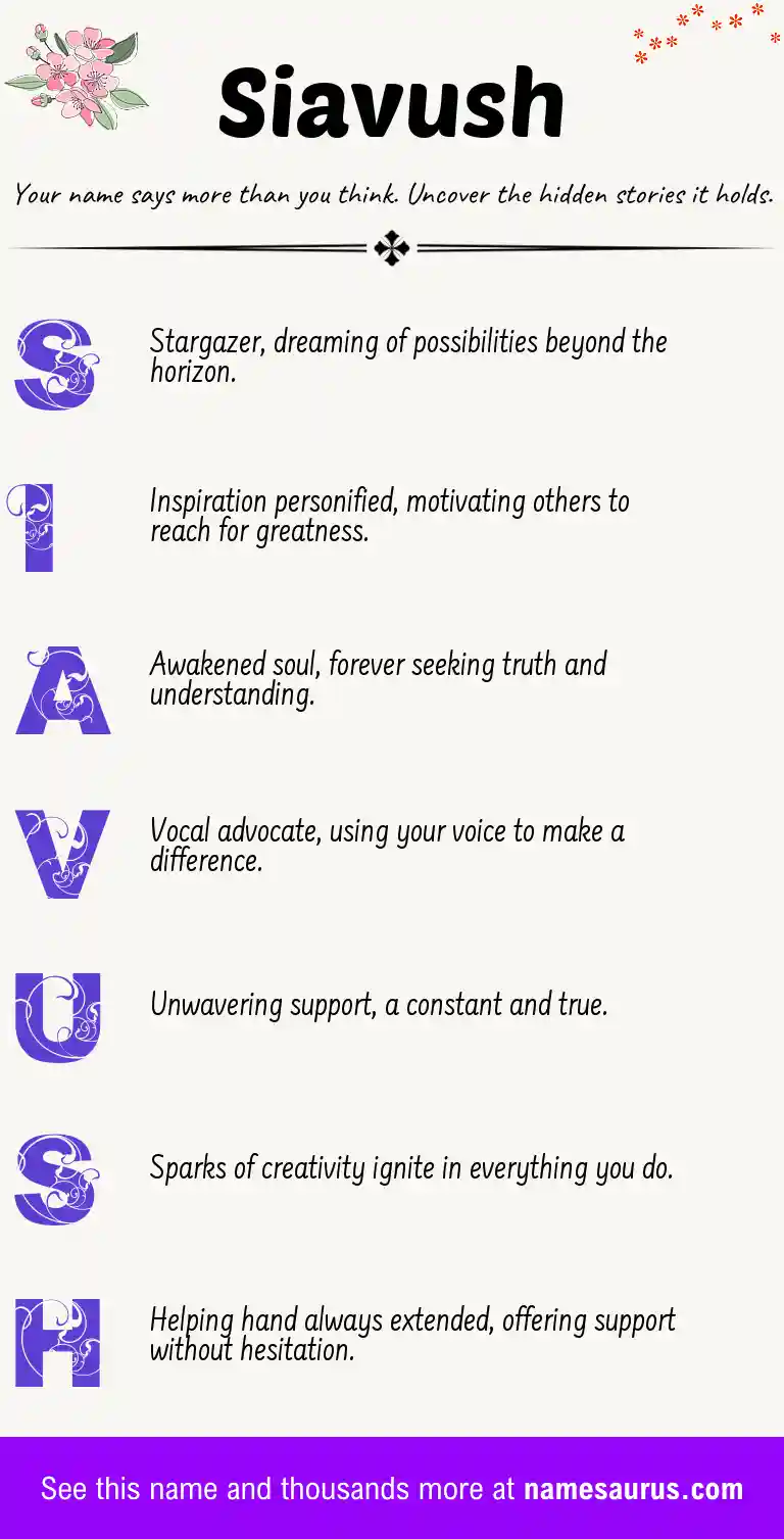 Acrostic poem about Siavush.