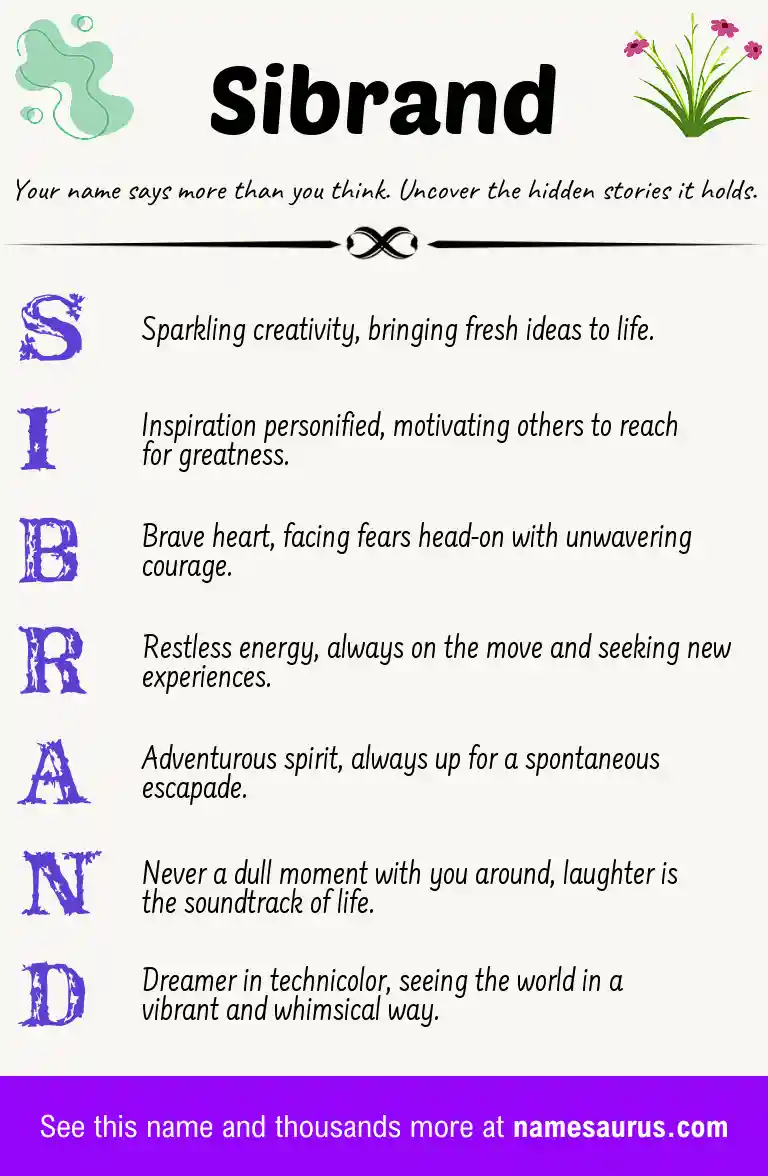 Acrostic poem about Sibrand.