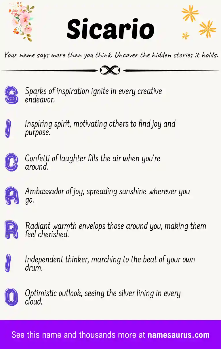 Acrostic poem about Sicario.