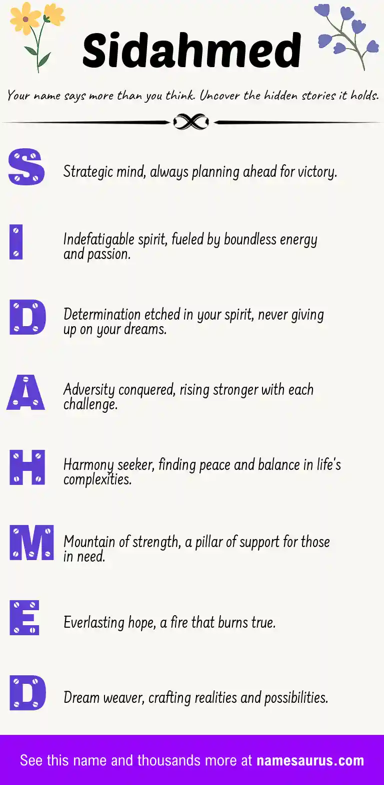 Acrostic poem about Sidahmed.