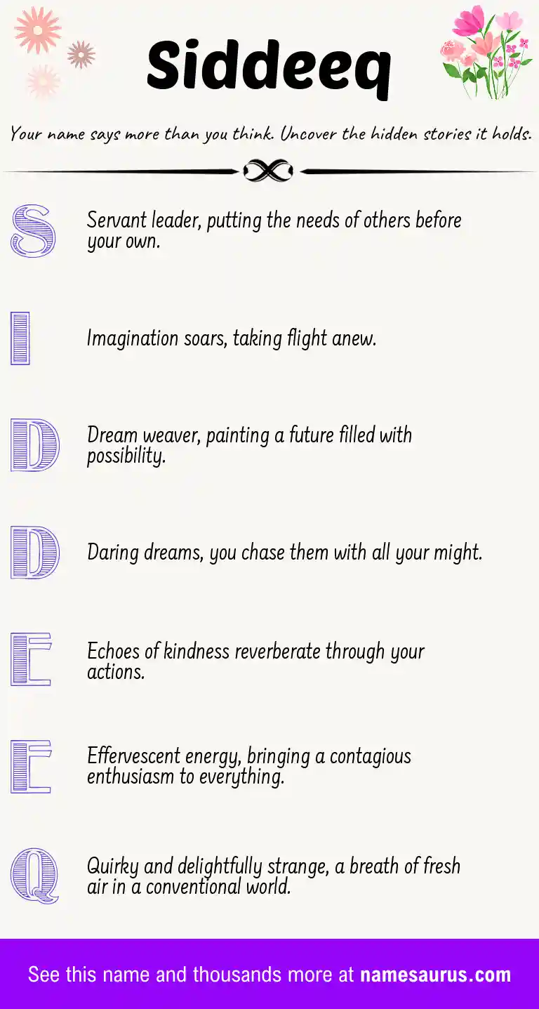 Acrostic poem about Siddeeq.