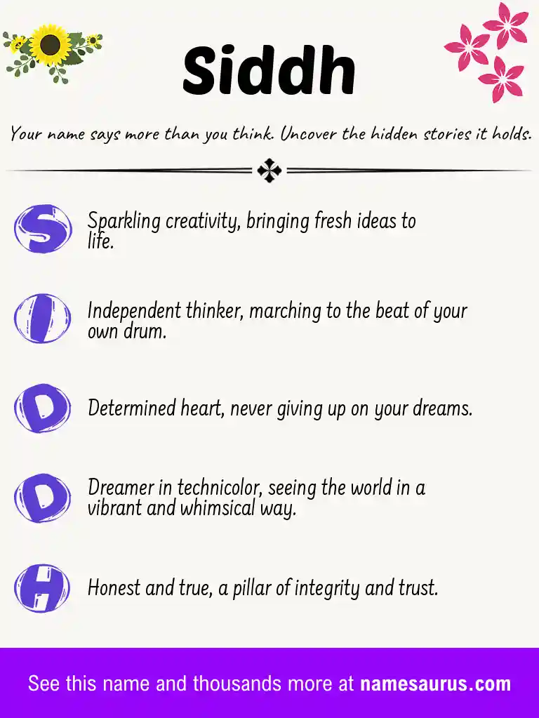 Acrostic poem about Siddh.