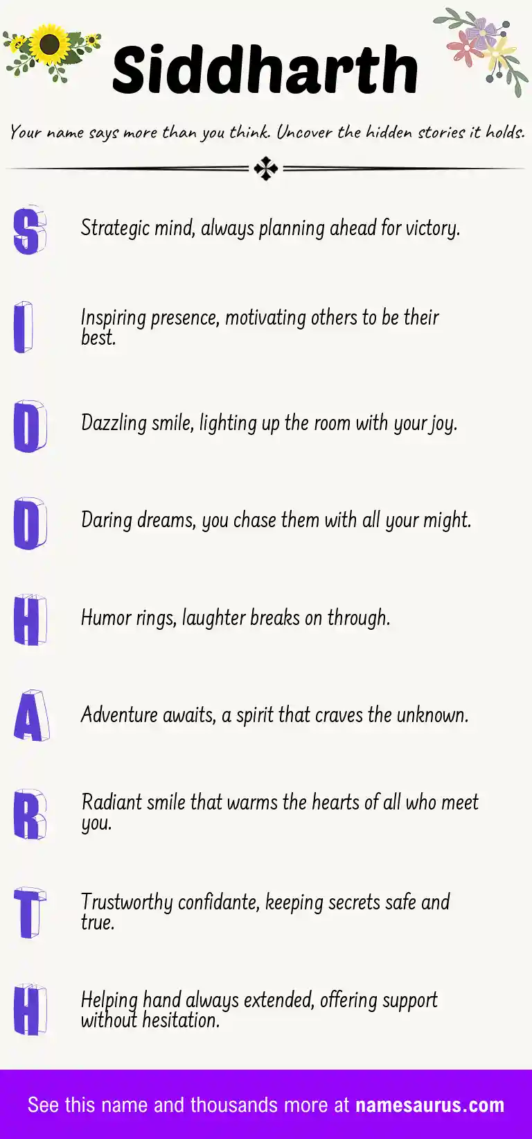 Acrostic poem about Siddharth.