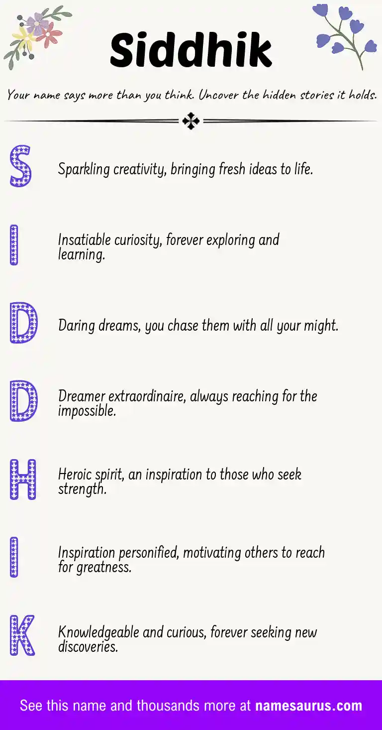 Acrostic poem about Siddhik.