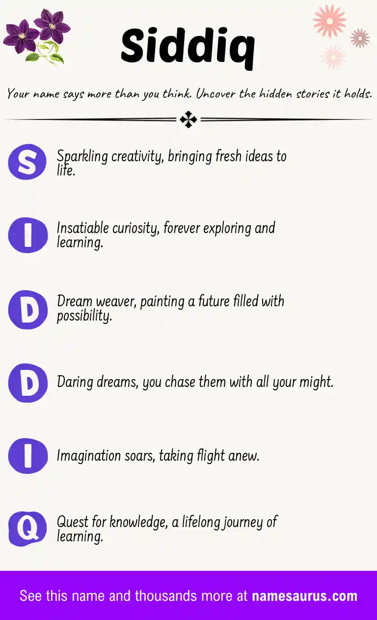 Acrostic poem about Siddiq.