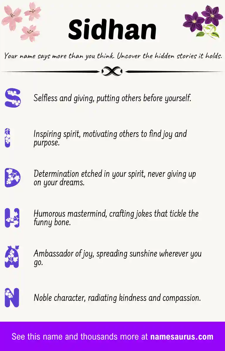 Acrostic poem about Sidhan.