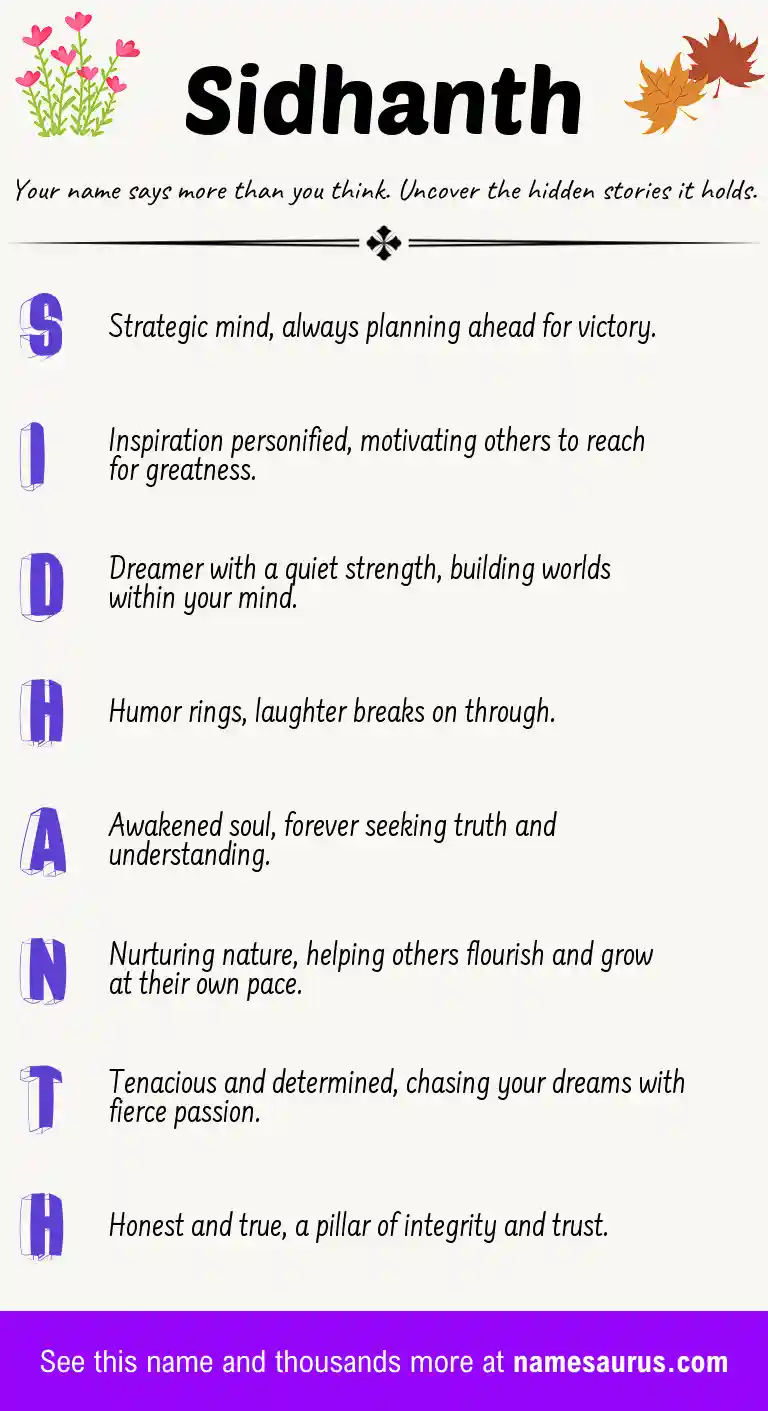 Acrostic poem about Sidhanth.