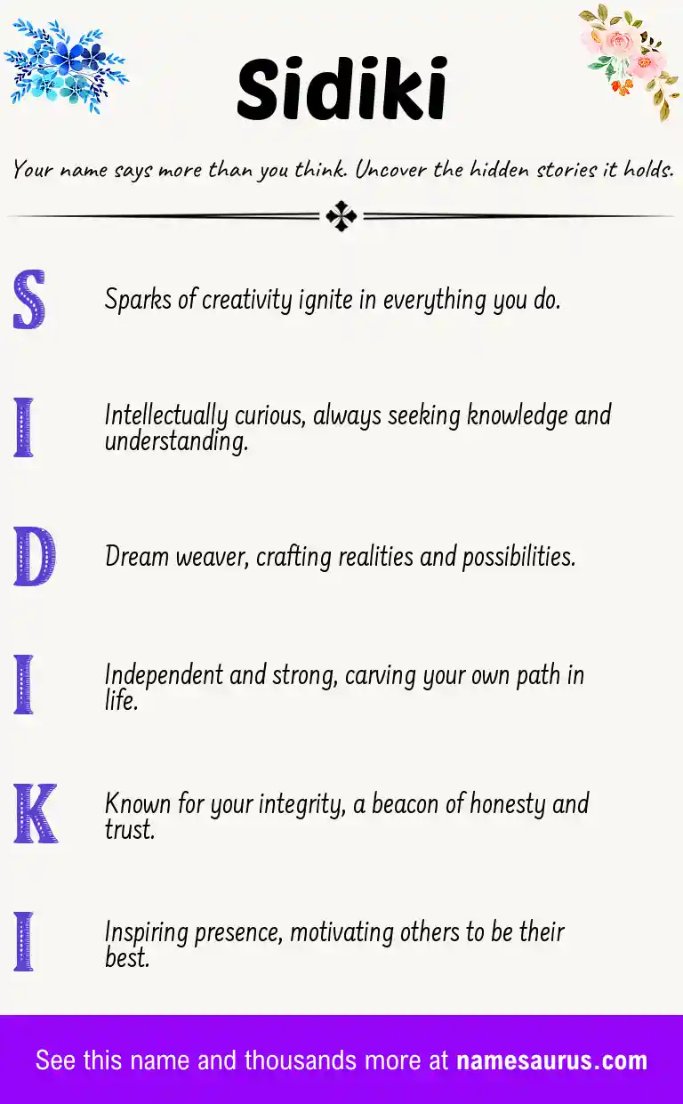 Acrostic poem about Sidiki.