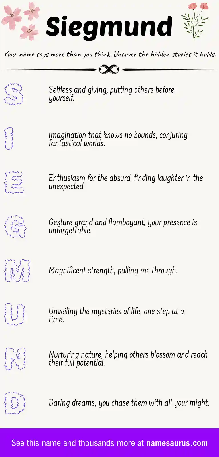 Acrostic poem about Siegmund.