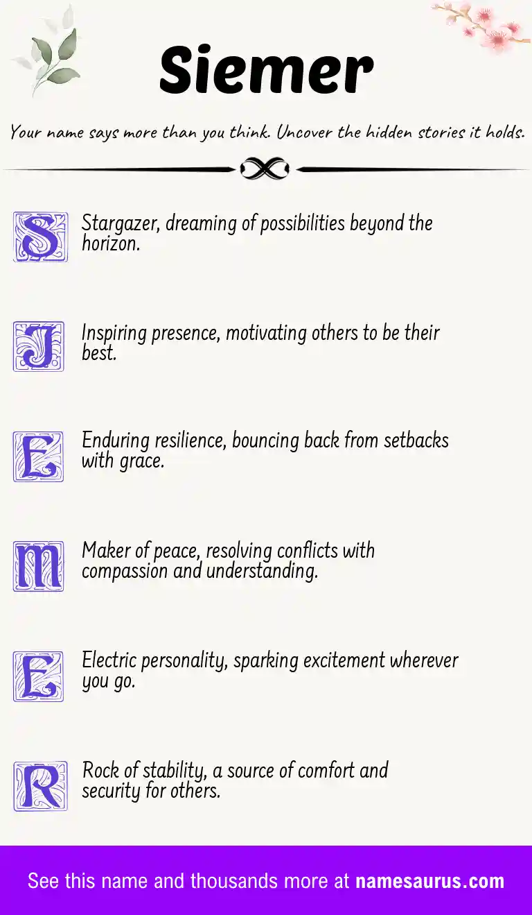 Acrostic poem about Siemer.