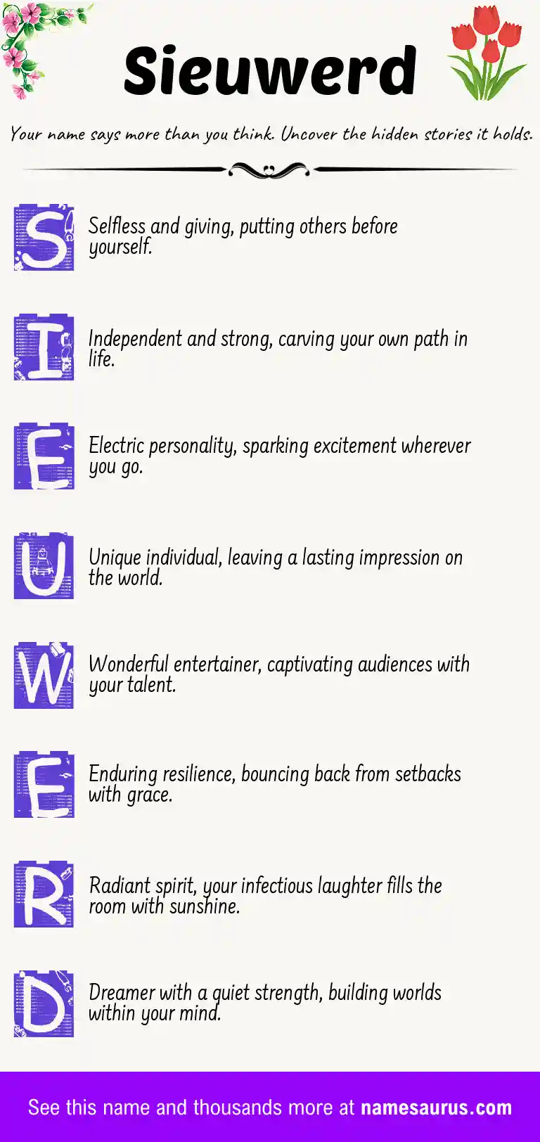 Acrostic poem about Sieuwerd.