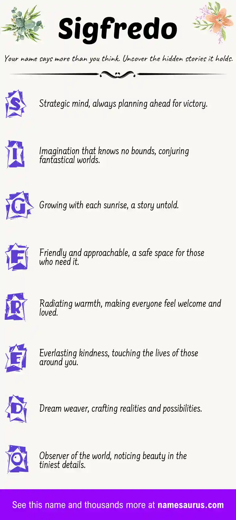 Acrostic poem about Sigfredo.