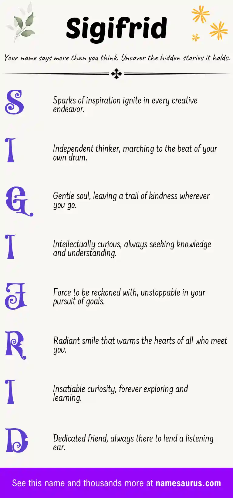 Acrostic poem about Sigifrid.
