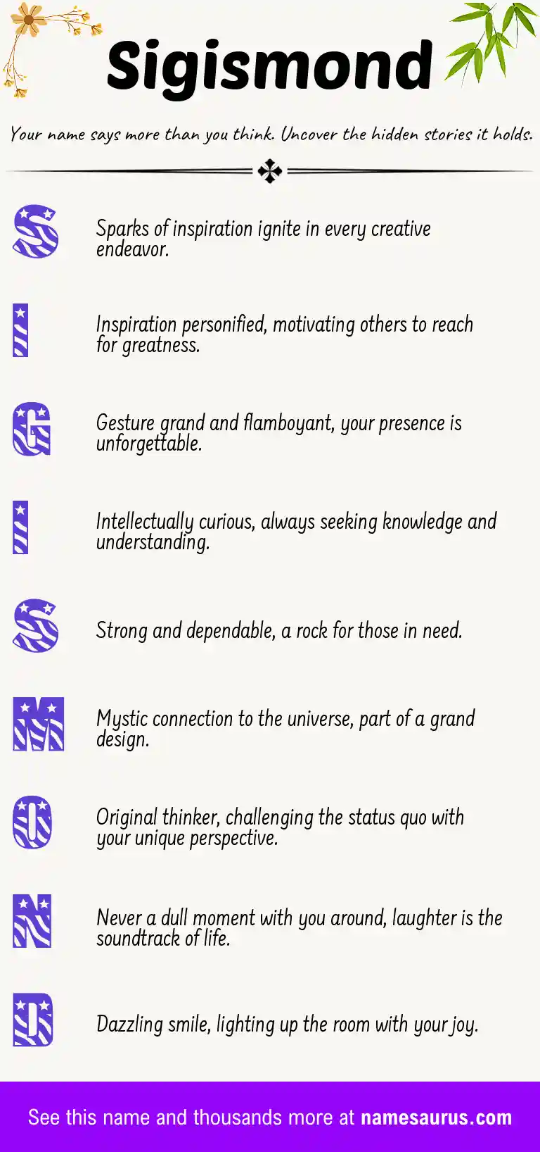 Acrostic poem about Sigismond.