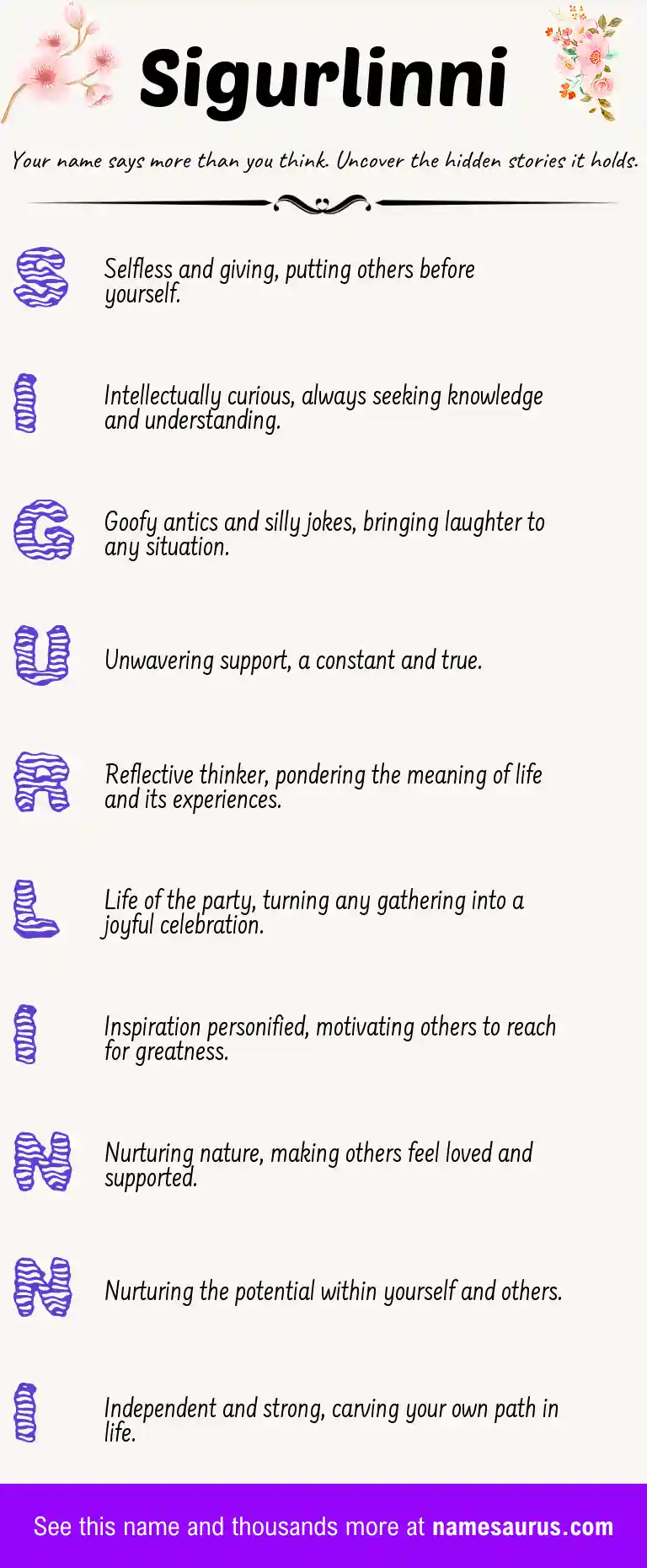 Acrostic poem about Sigurlinni.