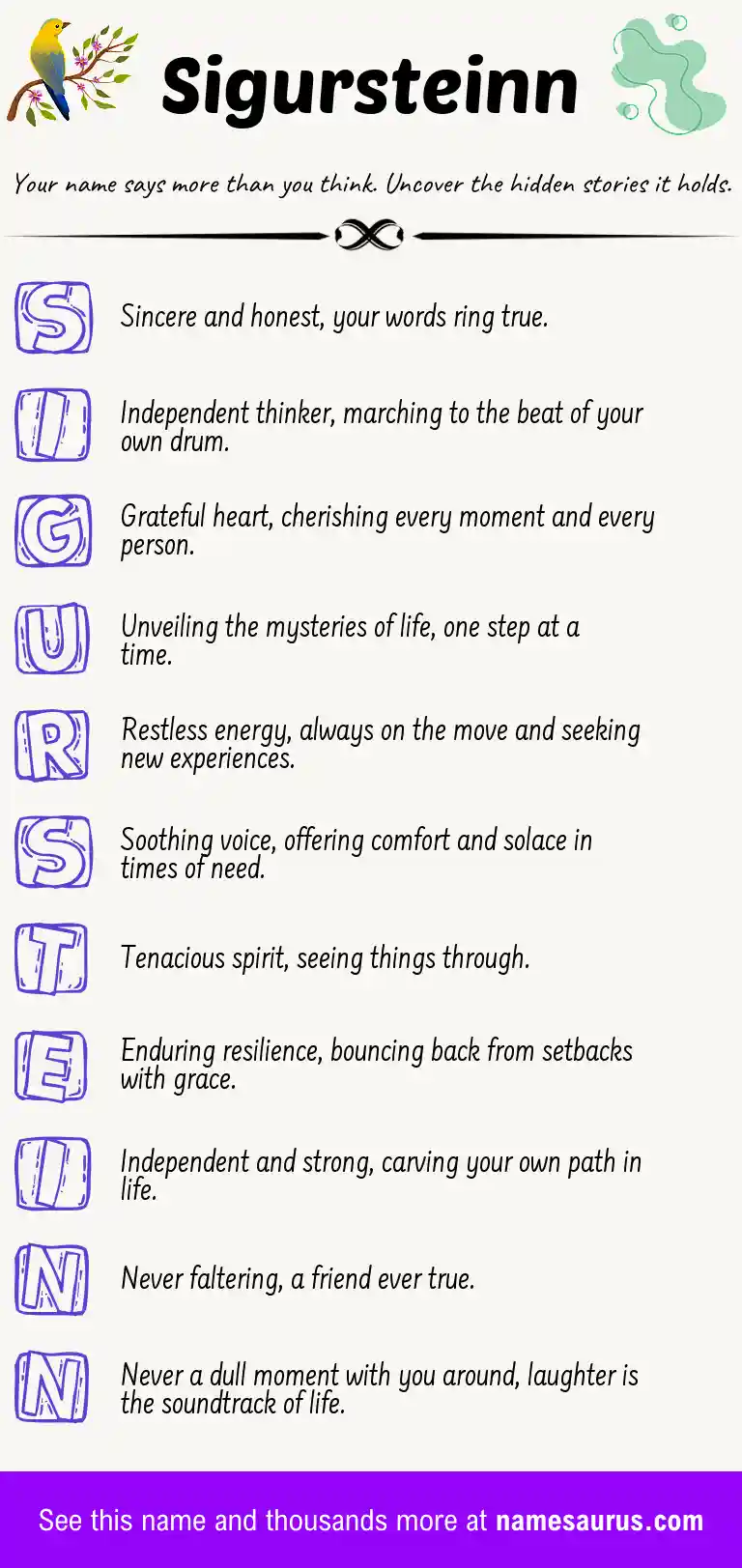 Acrostic poem about Sigursteinn.