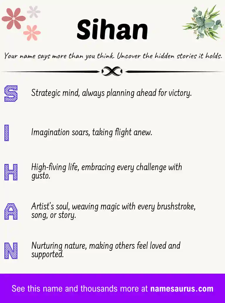 Acrostic poem about Sihan.