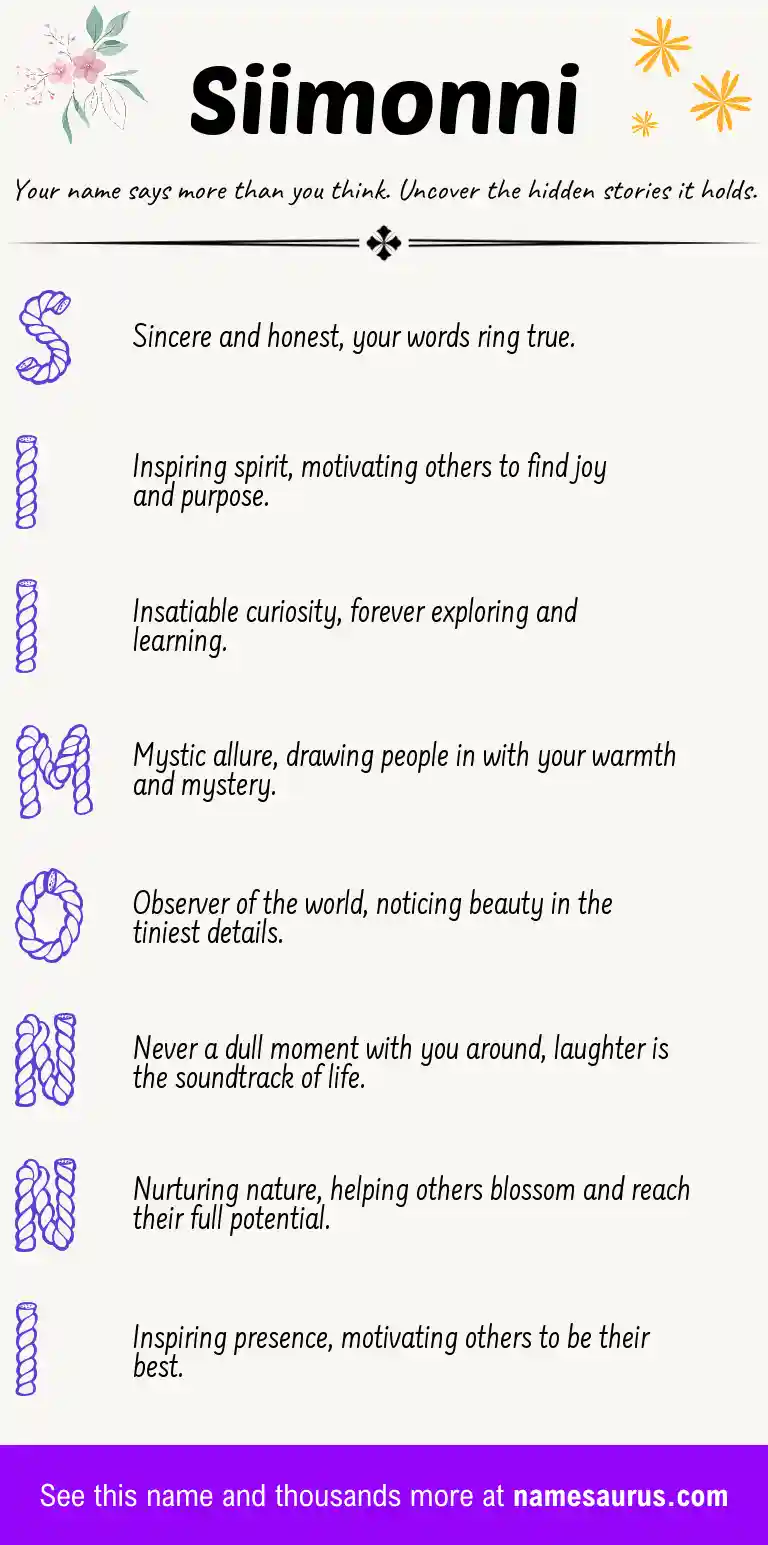 Acrostic poem about Siimonni.