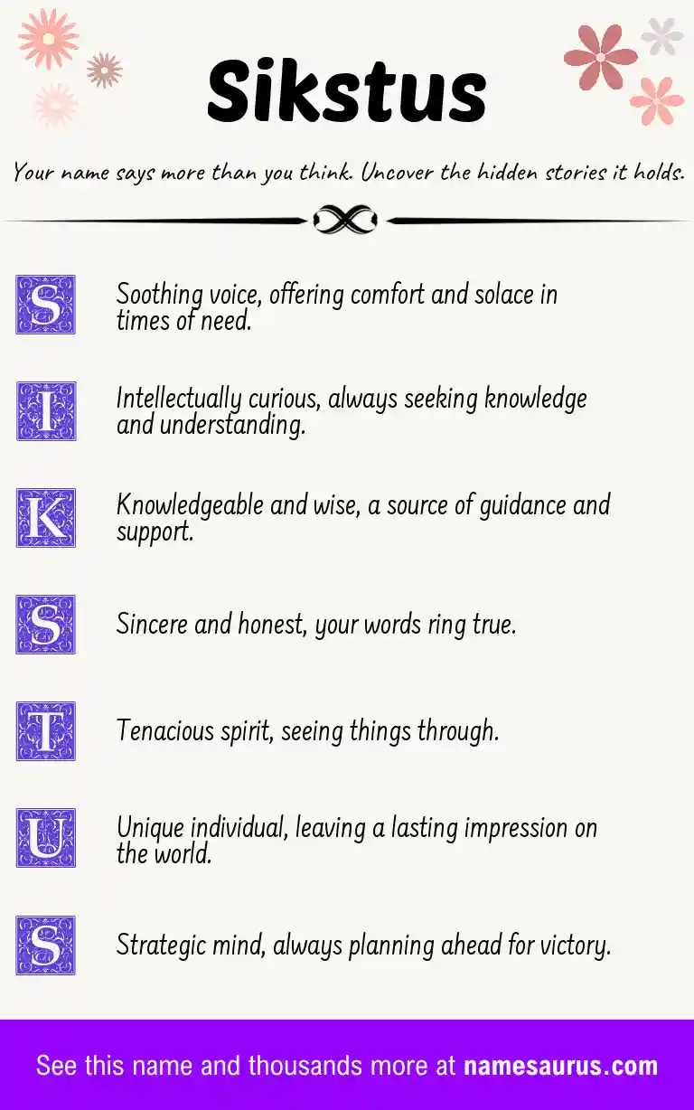 Acrostic poem about Sikstus.