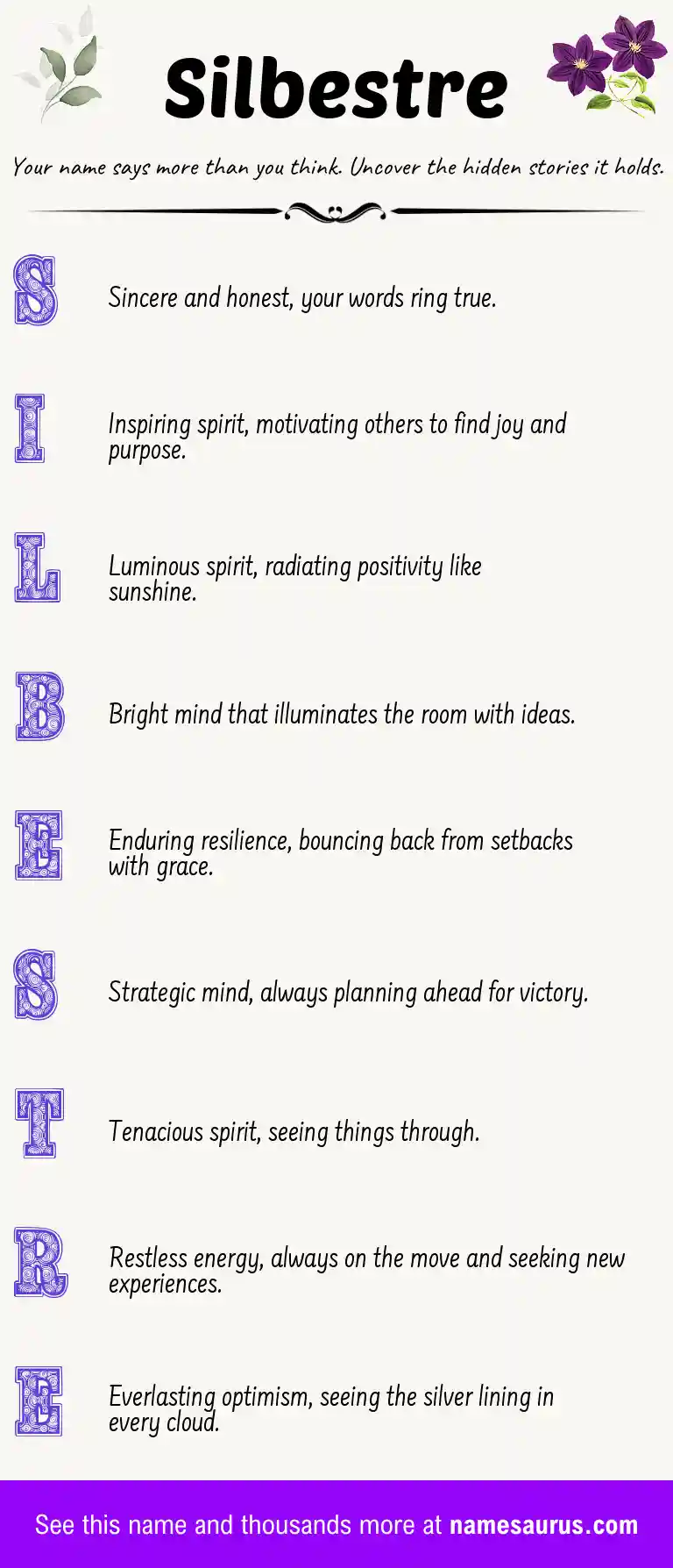Acrostic poem about Silbestre.