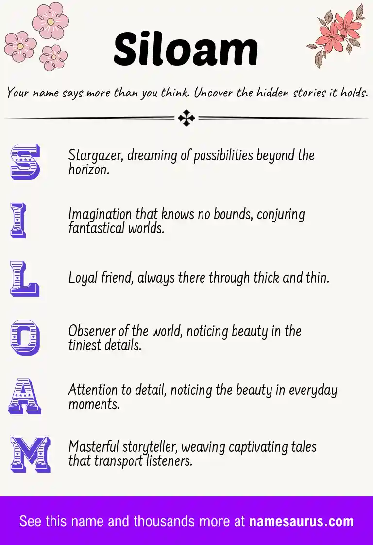 Acrostic poem about Siloam.