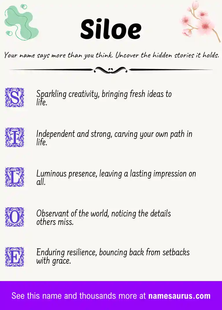 Acrostic poem about Siloe.