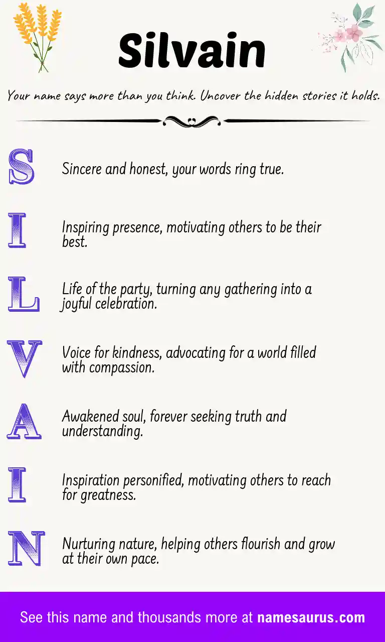 Acrostic poem about Silvain.