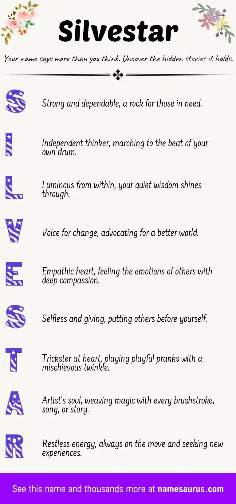 Acrostic poem about Silvestar.
