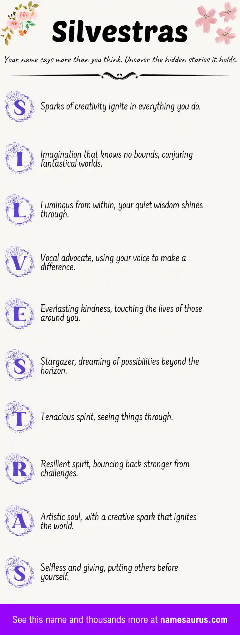 Acrostic poem about Silvestras.