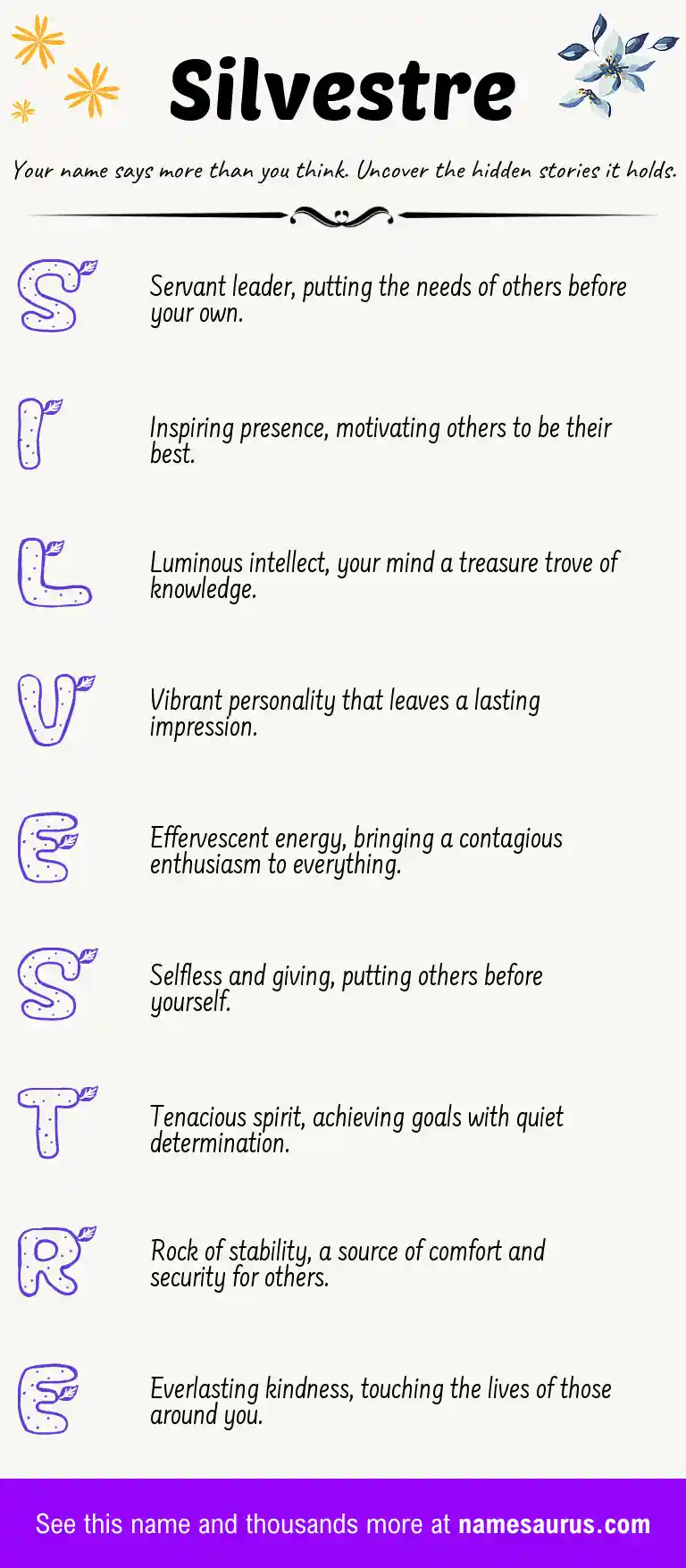 Acrostic poem about Silvestre.