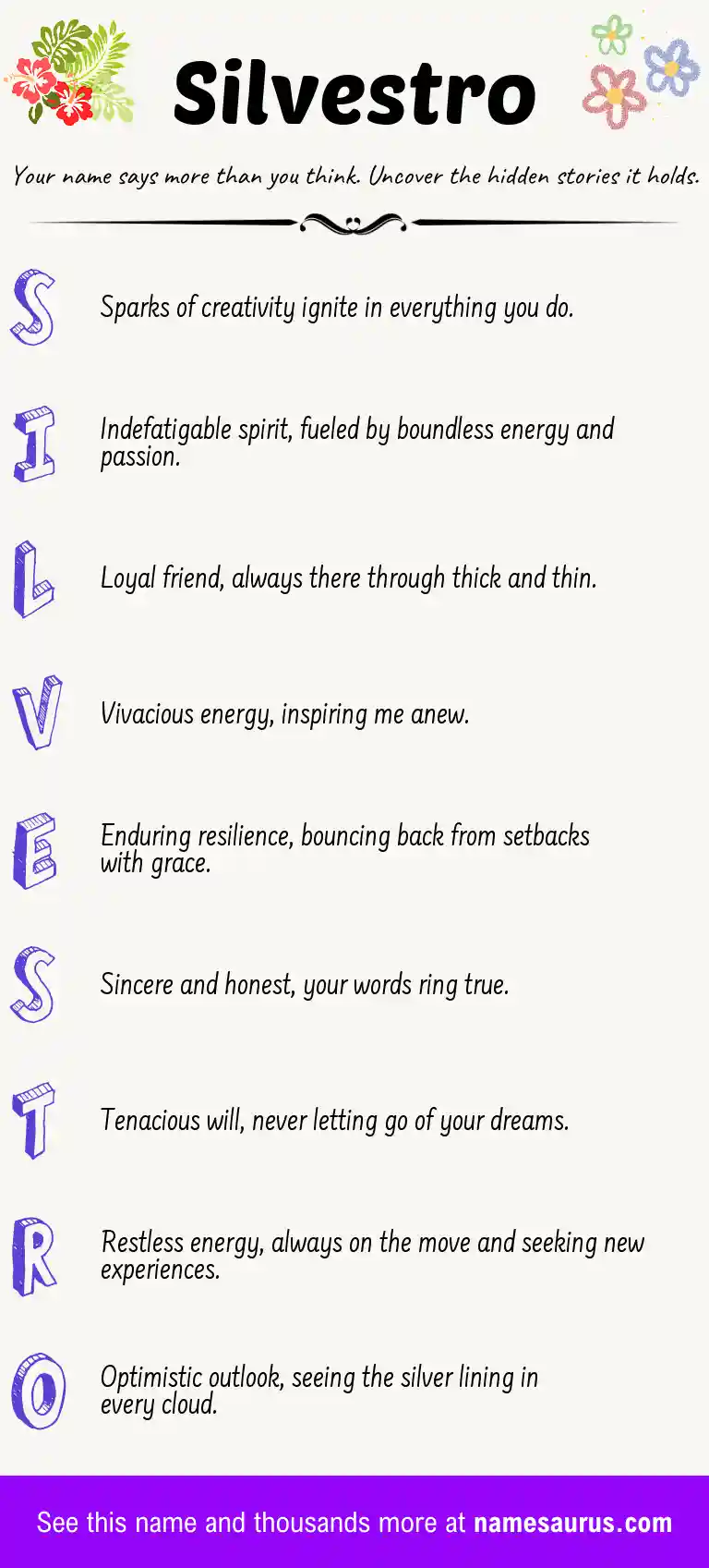Acrostic poem about Silvestro.