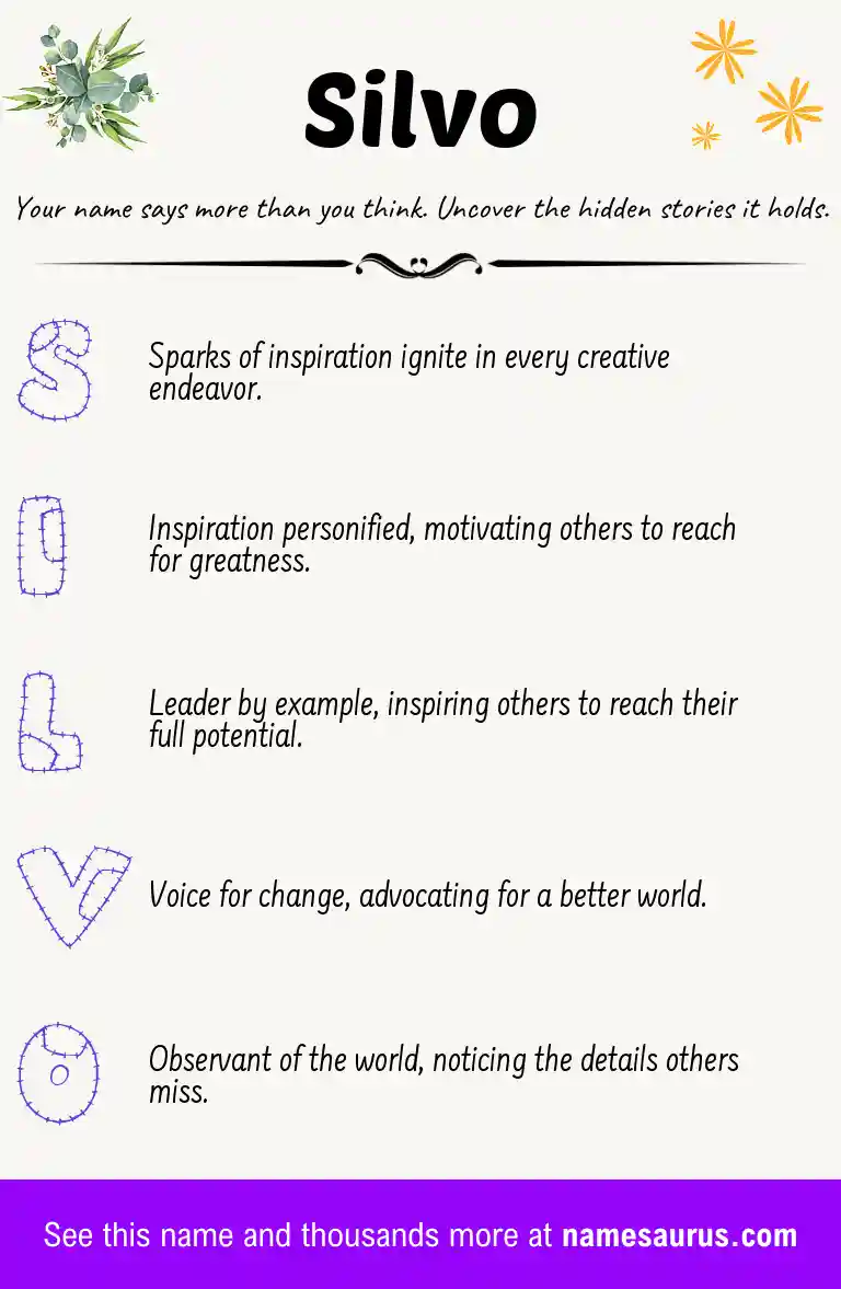 Acrostic poem about Silvo.