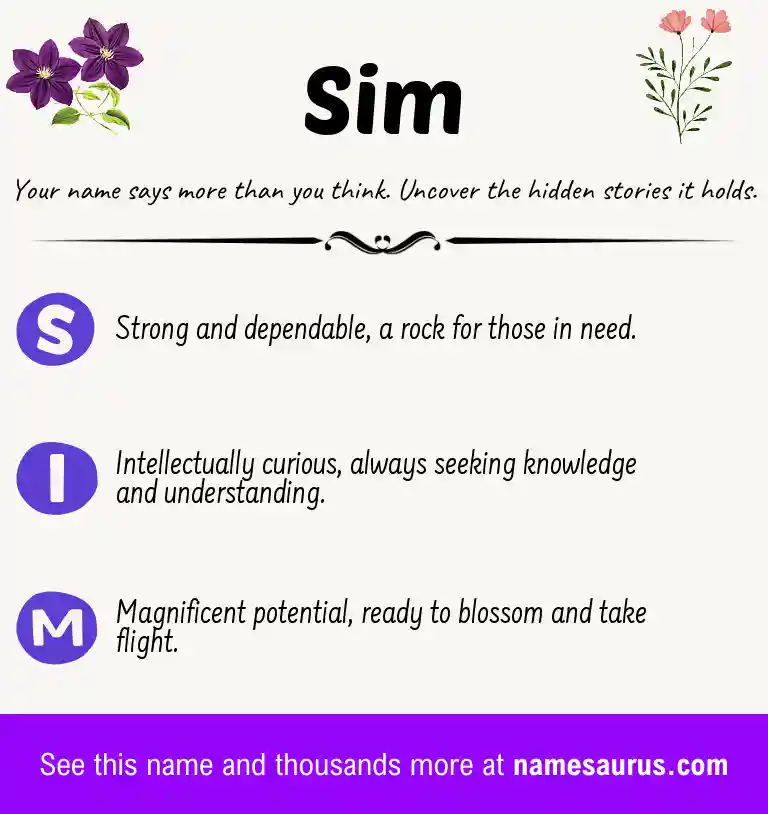 Acrostic poem about Sim.