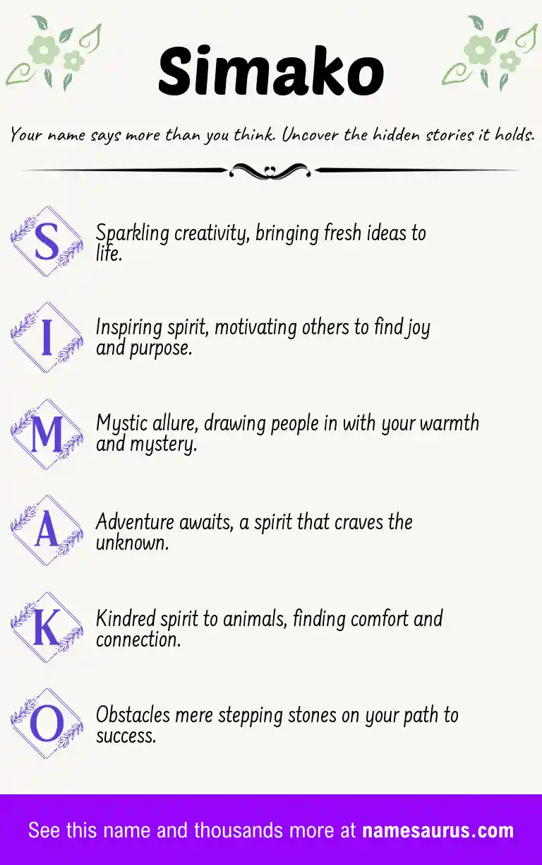 Acrostic poem about Simako.