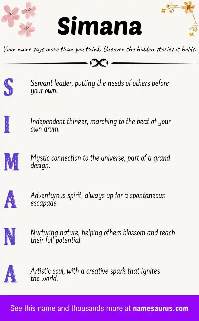Acrostic poem about Simana.