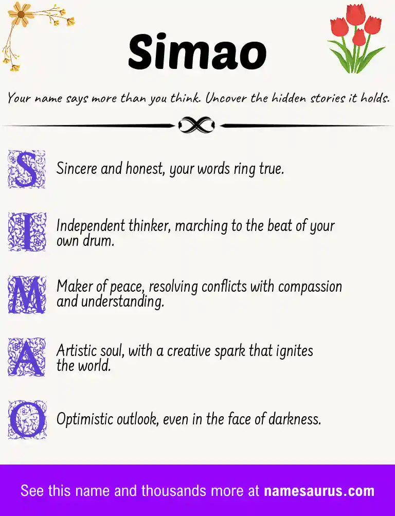 Acrostic poem about Simao.