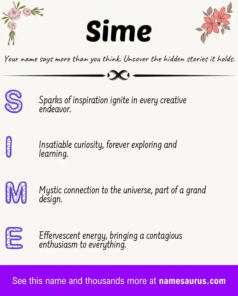 Acrostic poem about Sime.