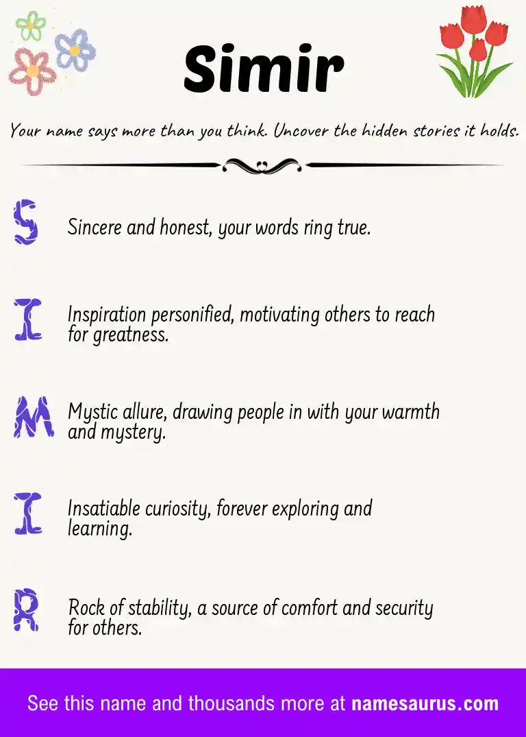 Acrostic poem about Simir.
