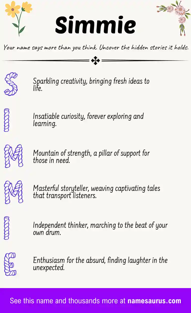 Acrostic poem about Simmie.