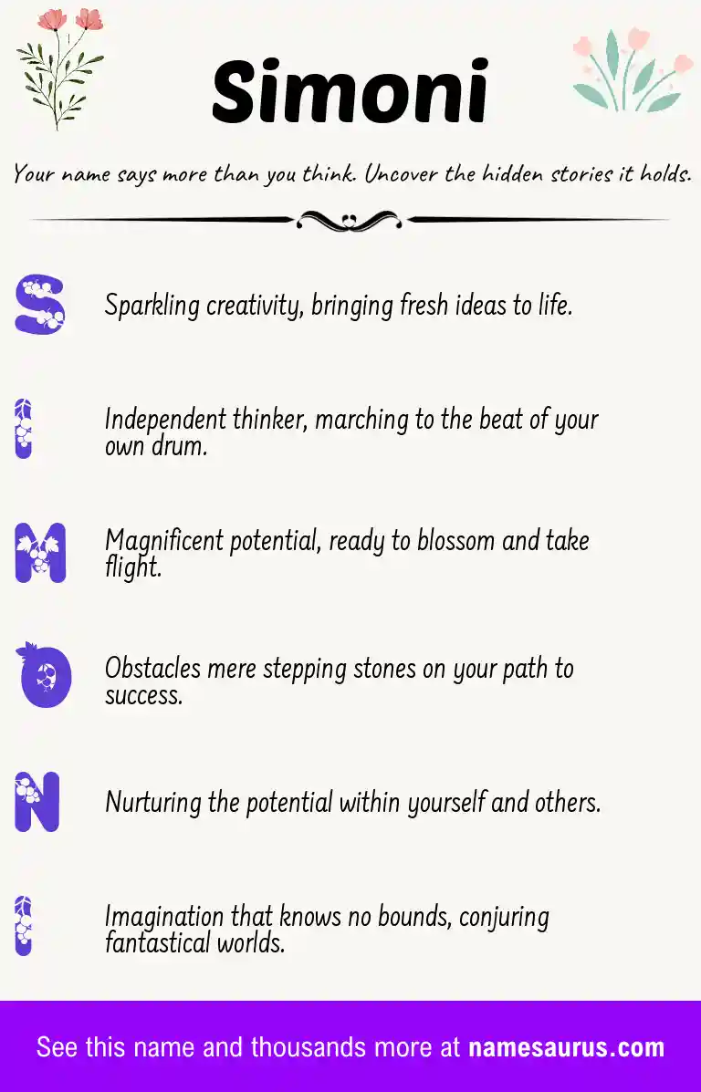 Acrostic poem about Simoni.