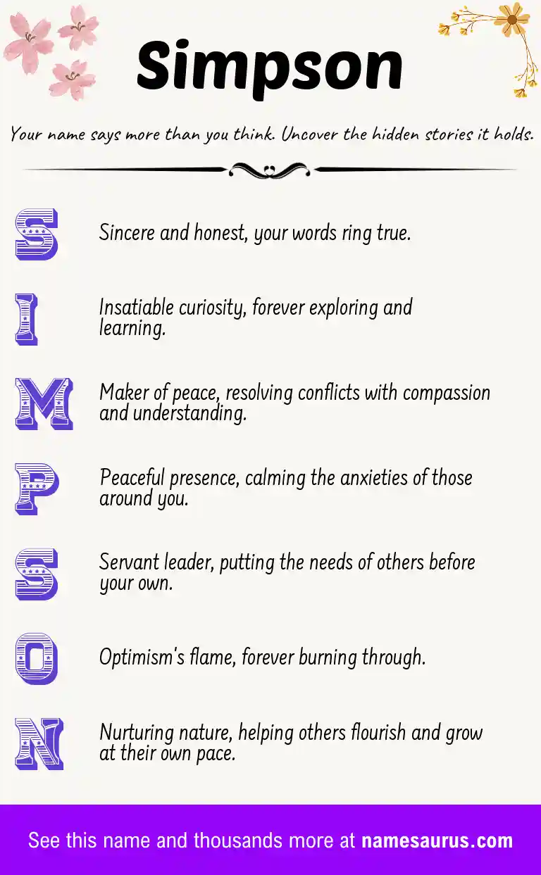 Acrostic poem about Simpson.