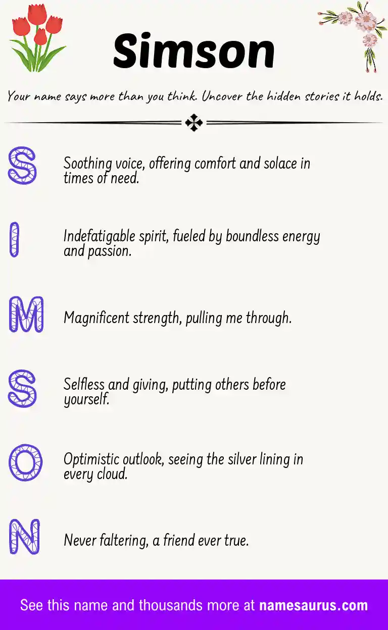 Acrostic poem about Simson.