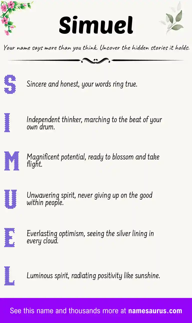Acrostic poem about Simuel.