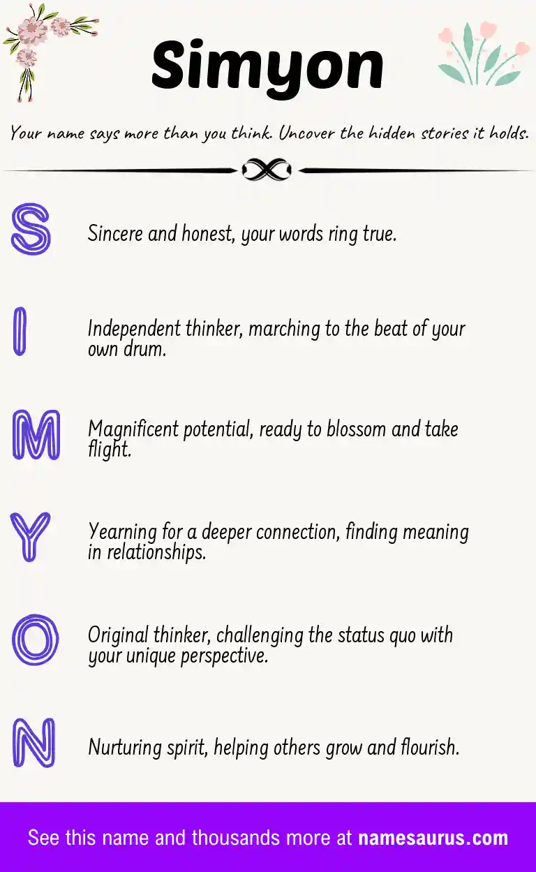 Acrostic poem about Simyon.