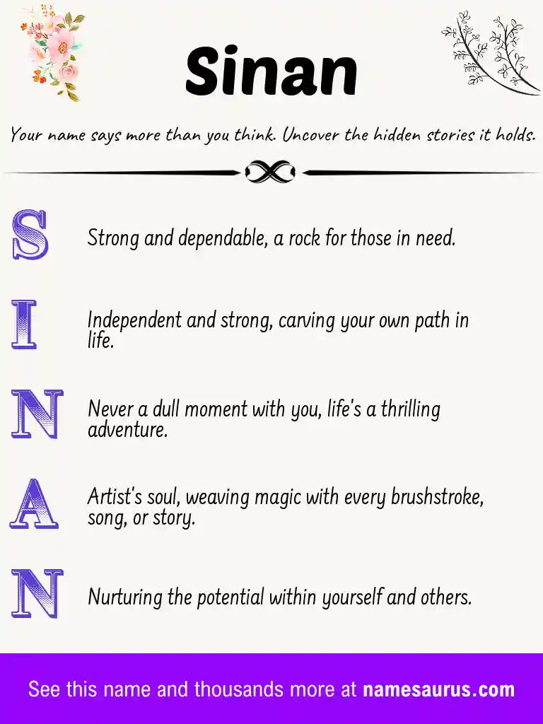 Acrostic poem about Sinan.