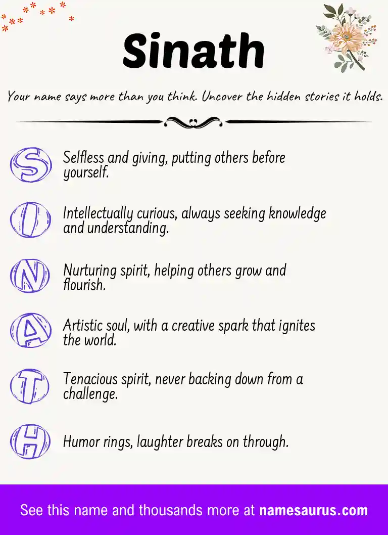 Acrostic poem about Sinath.