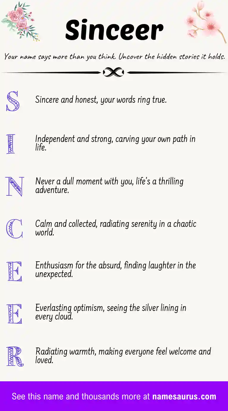 Acrostic poem about Sinceer.