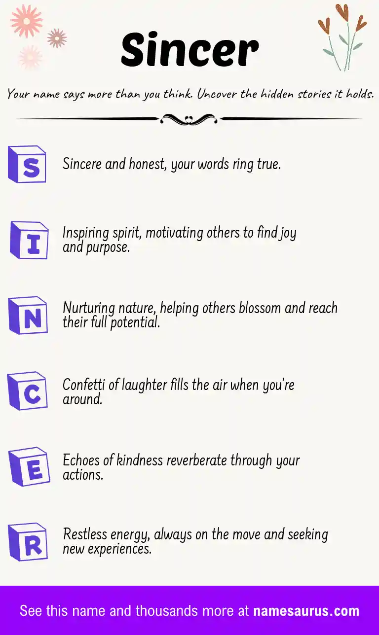 Acrostic poem about Sincer.