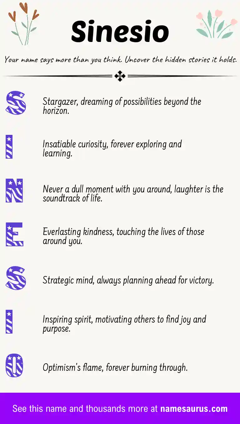 Acrostic poem about Sinesio.